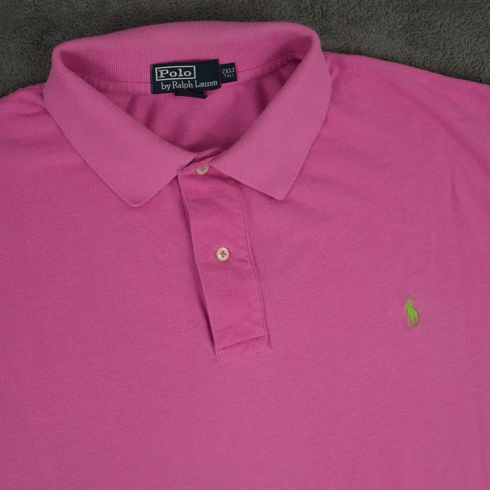 Polo Ralph Lauren Polo Shirt Lot Mens 2XLT Pink Short Sleeve Pique Cotton Tall